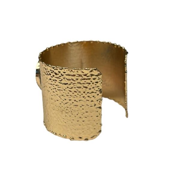 Ornate Gold Rhinestone and Opal Fashion Cuff Bracelet - Picture 5 of 7